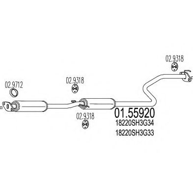MTS 01.55920 Средний глушитель выхлопных газов для HONDA CRX II (Хонда Cрх 2) MTS 01.55920 Средний глушитель выхлопных газов для HONDA CRX II (Хонда Cрх 2)