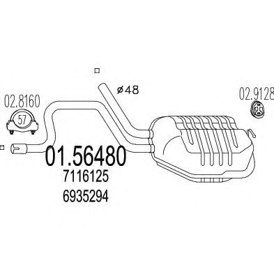 MTS 01.56480 Средний глушитель выхлопных газов для FORD MONDEO II (Форд Мондео 2) MTS 01.56480 Средний глушитель выхлопных газов для FORD MONDEO II (Форд Мондео 2)