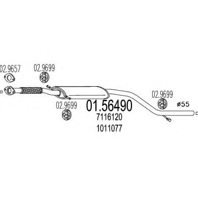 MTS 01.56490 Средний глушитель выхлопных газов для FORD MONDEO (Форд Мондэо) MTS 01.56490 Средний глушитель выхлопных газов для FORD MONDEO (Форд Мондэо)