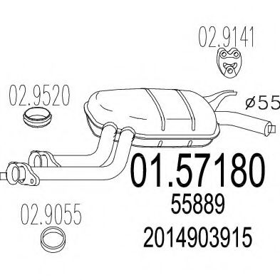 MTS 01.57180 Средний глушитель выхлопных газов для MERCEDESBENZ (Мерседес бенц) MTS 01.57180 Средний глушитель выхлопных газов для MERCEDESBENZ (Мерседес бенц)