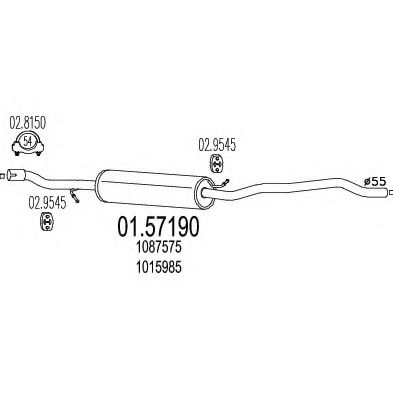 MTS 01.57190 Средний глушитель выхлопных газов для VOLKSWAGEN SHARAN (Фольксваген Шаран) MTS 01.57190 Средний глушитель выхлопных газов для VOLKSWAGEN SHARAN (Фольксваген Шаран)