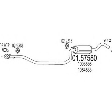 MTS 01.57580 Средний глушитель выхлопных газов для MAZDA (Мазда) MTS 01.57580 Средний глушитель выхлопных газов для MAZDA (Мазда)