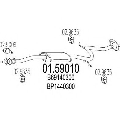 MTS 01.59010 Средний глушитель выхлопных газов для MAZDA (Мазда) MTS 01.59010 Средний глушитель выхлопных газов для MAZDA (Мазда)