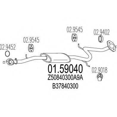 MTS 01.59040 Средний глушитель выхлопных газов для MAZDA FAMILIA V (Мазда Фамилиа v) MTS 01.59040 Средний глушитель выхлопных газов для MAZDA FAMILIA V (Мазда Фамилиа v)