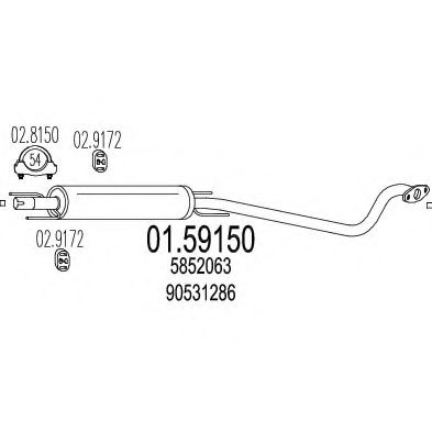 MTS 01.59150 Средний глушитель выхлопных газов для OPEL (Опель)