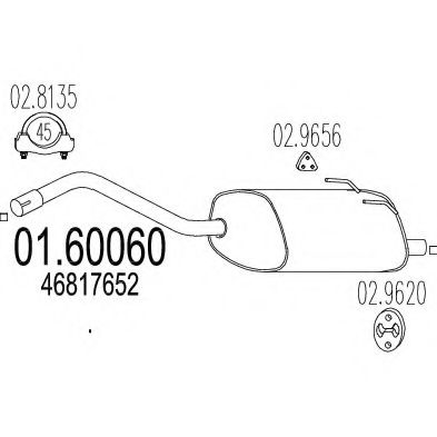 MTS 01.60060 Глушитель выхлопных газов конечный для FIAT 500 (Фиат 500) MTS 01.60060 Глушитель выхлопных газов конечный для FIAT 500 (Фиат 500)