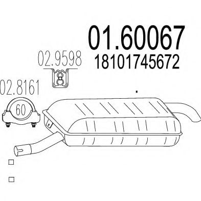 MTS 01.60067 Глушитель выхлопных газов конечный для BMW (Бмв) MTS 01.60067 Глушитель выхлопных газов конечный для BMW (Бмв)