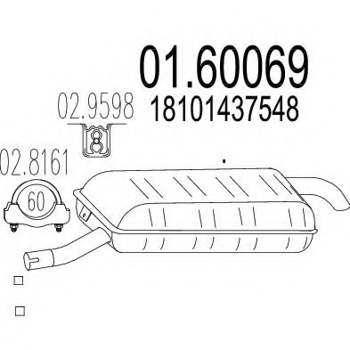 MTS 01.60069 Глушитель выхлопных газов конечный для BMW (Бмв) MTS 01.60069 Глушитель выхлопных газов конечный для BMW (Бмв)
