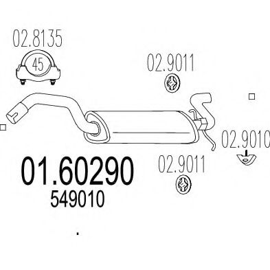 MTS 01.60290 Глушитель выхлопных газов конечный 