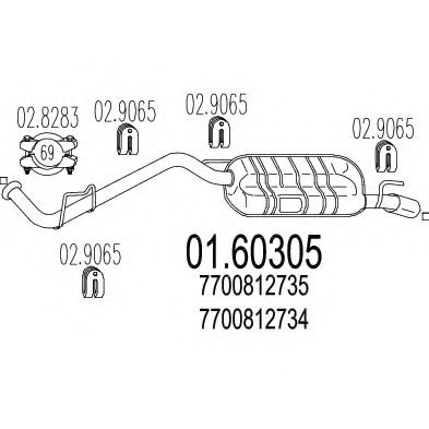 MTS 01.60305 Глушитель выхлопных газов конечный 