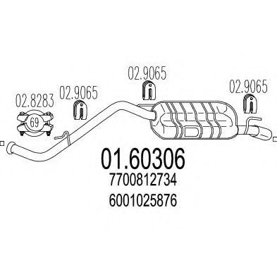 MTS 01.60306 Глушитель выхлопных газов конечный 