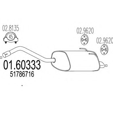MTS 01.60333 Глушитель выхлопных газов конечный для FIAT 500 (Фиат 500) MTS 01.60333 Глушитель выхлопных газов конечный для FIAT 500 (Фиат 500)