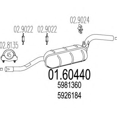 MTS 01.60440 Глушитель выхлопных газов конечный 