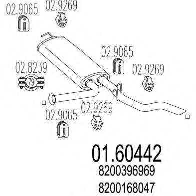 MTS 01.60442 Глушитель выхлопных газов конечный 
