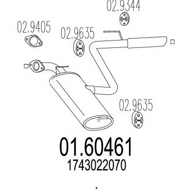 MTS 01.60461 Глушитель выхлопных газов конечный 