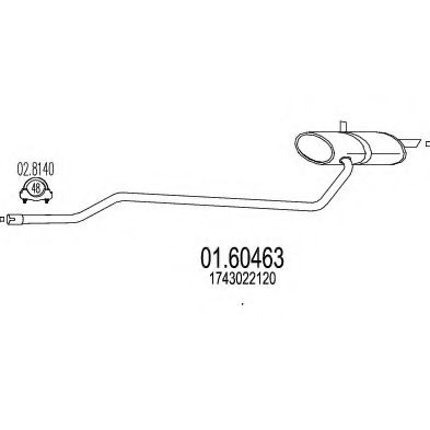 MTS 01.60463 Глушитель выхлопных газов конечный 