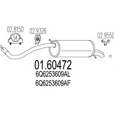 MTS 01.60472 Глушитель выхлопных газов конечный 