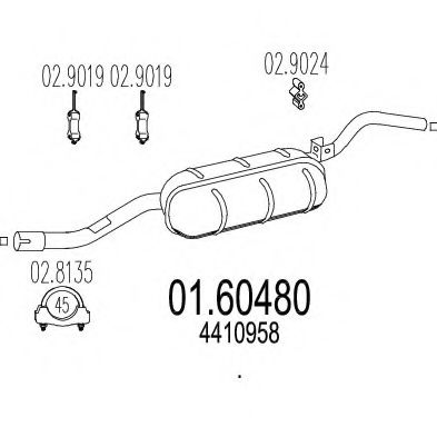 MTS 01.60480 Глушитель выхлопных газов конечный 