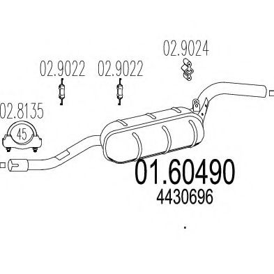 MTS 01.60490 Глушитель выхлопных газов конечный 