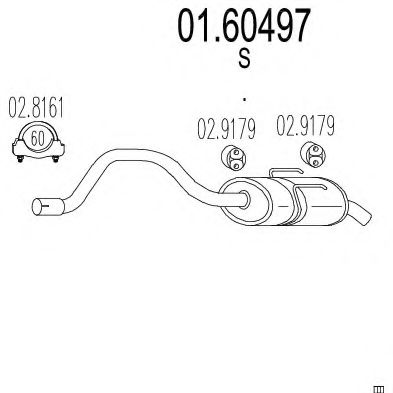MTS 01.60497 Глушитель выхлопных газов конечный 
