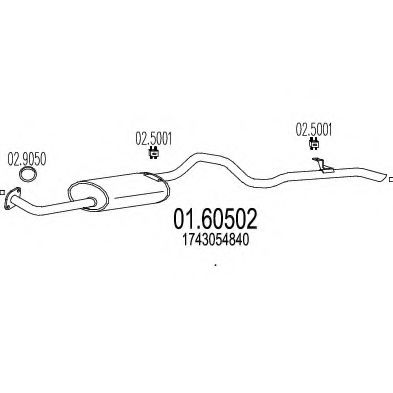 MTS 01.60502 Глушитель выхлопных газов конечный 