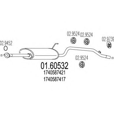 MTS 01.60532 Глушитель выхлопных газов конечный 