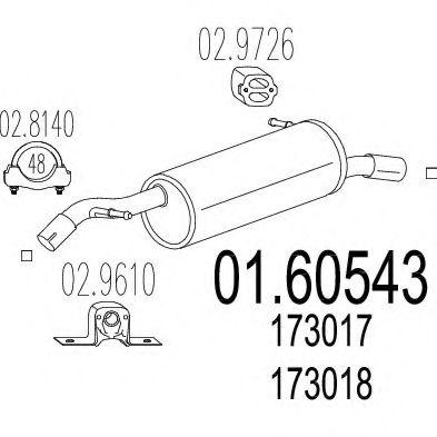 MTS 01.60543 Глушитель выхлопных газов конечный 