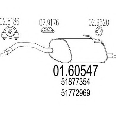 MTS 01.60547 Глушитель выхлопных газов конечный для FIAT 500 C (Фиат 500 c) MTS 01.60547 Глушитель выхлопных газов конечный для FIAT 500 C (Фиат 500 c)