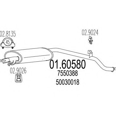 MTS 01.60580 Глушитель выхлопных газов конечный 