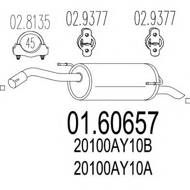 MTS 01.60657 Глушитель выхлопных газов конечный для NISSAN NOTE (Ниссан Нотэ) MTS 01.60657 Глушитель выхлопных газов конечный для NISSAN NOTE (Ниссан Нотэ)