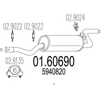 MTS 01.60690 Глушитель выхлопных газов конечный 