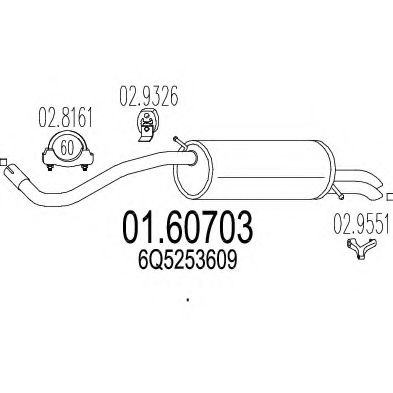 MTS 01.60703 Глушитель выхлопных газов конечный 