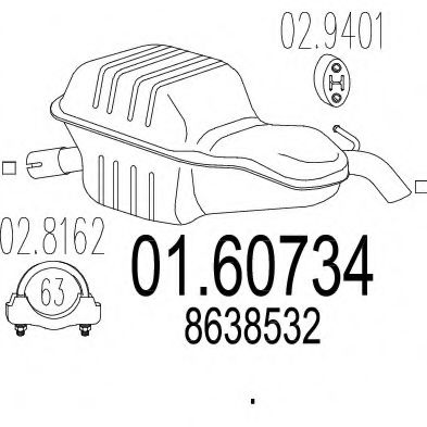 MTS 01.60734 Глушитель выхлопных газов конечный 