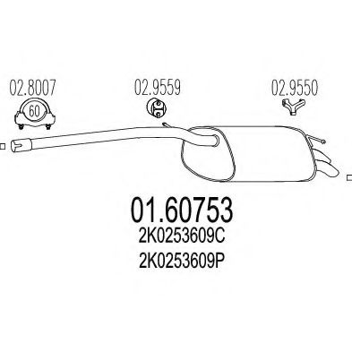 MTS 01.60753 Глушитель выхлопных газов конечный 