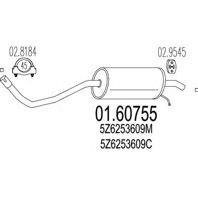 MTS 01.60755 Глушитель выхлопных газов конечный 