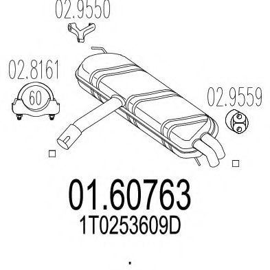 MTS 01.60763 Глушитель выхлопных газов конечный для VOLKSWAGEN TOURAN (Фольксваген Туран) MTS 01.60763 Глушитель выхлопных газов конечный для VOLKSWAGEN TOURAN (Фольксваген Туран)