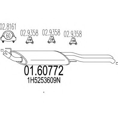 MTS 01.60772 Глушитель выхлопных газов конечный 