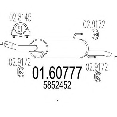 MTS 01.60777 Глушитель выхлопных газов конечный 
