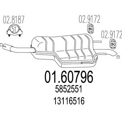 MTS 01.60796 Глушитель выхлопных газов конечный 