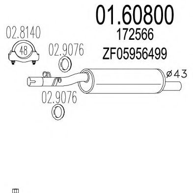 MTS 01.60800 Средний глушитель выхлопных газов для CITROëN (Cитроëн) MTS 01.60800 Средний глушитель выхлопных газов для CITROëN (Cитроëн)