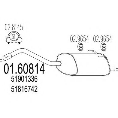 MTS 01.60814 Глушитель выхлопных газов конечный 