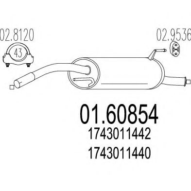 MTS 01.60854 Глушитель выхлопных газов конечный 