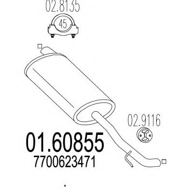 MTS 01.60855 Глушитель выхлопных газов конечный 