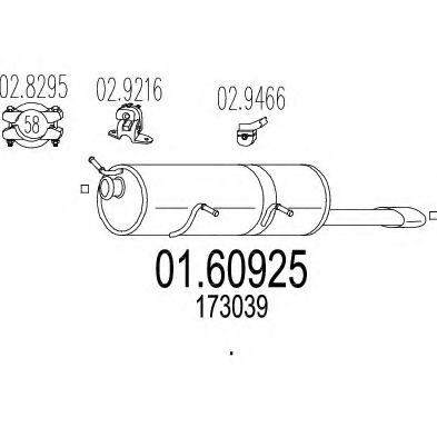 MTS 01.60925 Глушитель выхлопных газов конечный для PEUGEOT (Пежо) MTS 01.60925 Глушитель выхлопных газов конечный для PEUGEOT (Пежо)