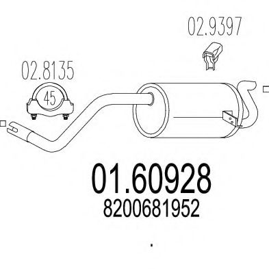 MTS 01.60928 Глушитель выхлопных газов конечный для RENAULT MODUS / GRAND MODUS (Рено Модус / гранд модус) MTS 01.60928 Глушитель выхлопных газов конечный для RENAULT MODUS / GRAND MODUS (Рено Модус / гранд модус)