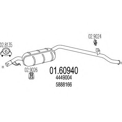 MTS 01.60940 Глушитель выхлопных газов конечный для FIAT PANDA (Фиат Панда) MTS 01.60940 Глушитель выхлопных газов конечный для FIAT PANDA (Фиат Панда)