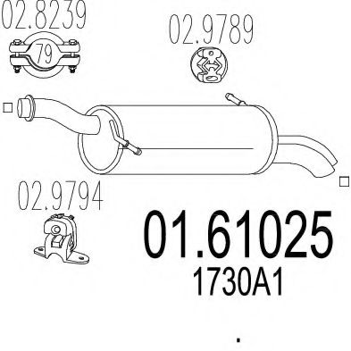 MTS 01.61025 Глушитель выхлопных газов конечный для CITROëN (Cитроëн) MTS 01.61025 Глушитель выхлопных газов конечный для CITROëN (Cитроëн)