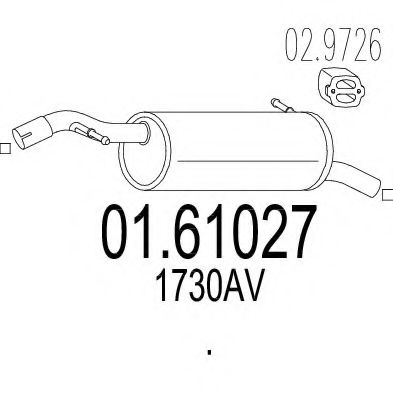 MTS 01.61027 Глушитель выхлопных газов конечный для PEUGEOT 207 (Пежо 207) MTS 01.61027 Глушитель выхлопных газов конечный для PEUGEOT 207 (Пежо 207)