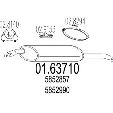 MTS 01.63710 Глушитель выхлопных газов конечный для OPEL (Опель)