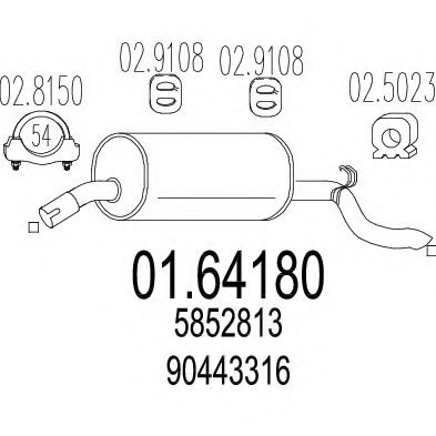 MTS 01.64180 Глушитель выхлопных газов конечный для OPEL OMEGA A (Опель Омэга а) MTS 01.64180 Глушитель выхлопных газов конечный для OPEL OMEGA A (Опель Омэга а)